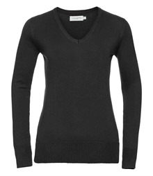 Russell Athletic Collection Ladies Cotton Acrylic V Neck Sweater