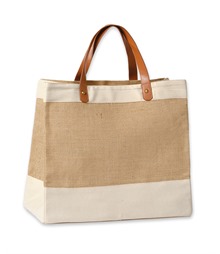 Adley jute with faux leather tote